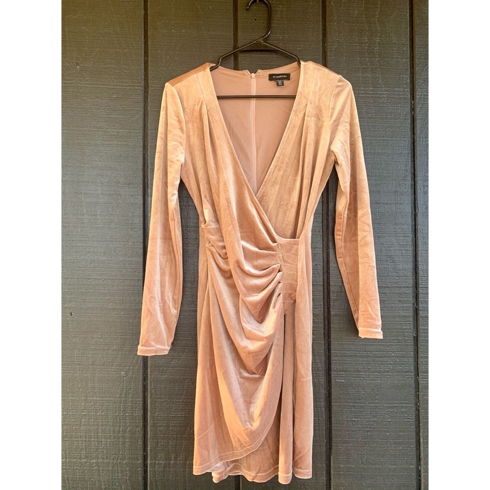 Champagne “Crushed” Wrap Style Dress